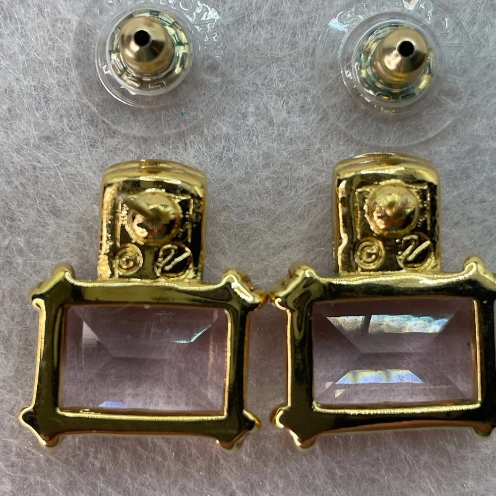 Swarovski Gold Tone Crystal Necklace & Earrings Set Swan Hallmark Light Amethyst - Picture 7 of 13